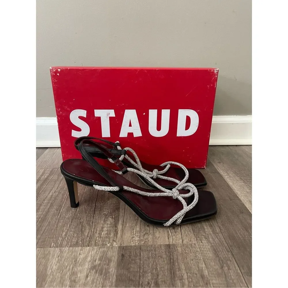 STAUD Women's Nicolette Rhinestone Slingback High Heel Sandals